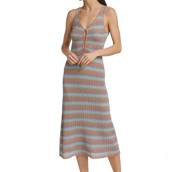 MISA Los Angeles Rosita Midi-Dress XS-S fit Metallic REVOLVE - Picture 3 of 3